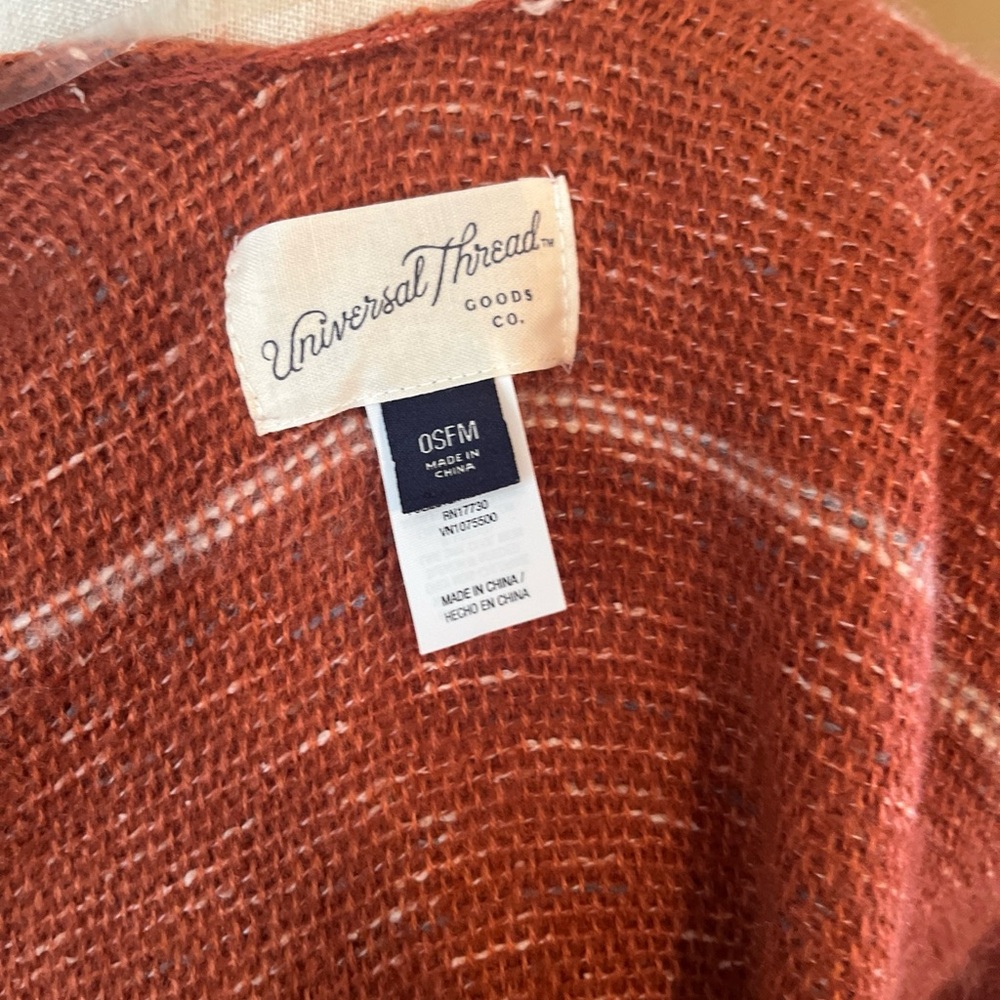 Universal Thread Osfm Orange/ Rust Shaw Wrap Swea… - image 5